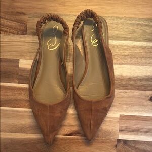 Brown Suede Slingback Flats